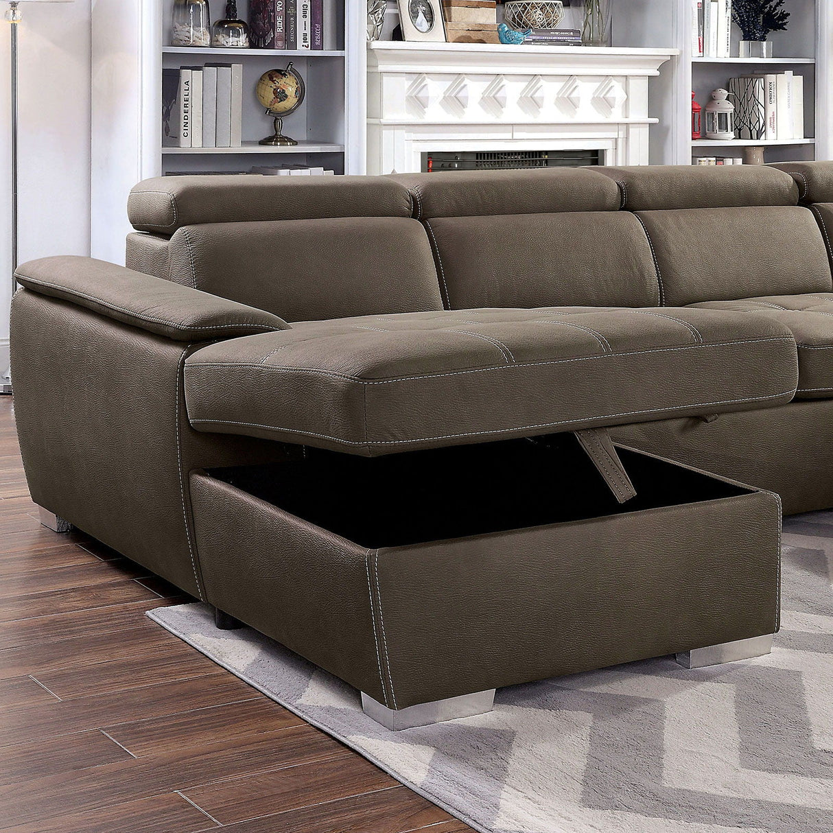 Hugo - Sectional - Light Brown - Home Elegance USA