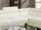 White Color Sectional Living Room Furniture Faux Leather Adjustable Headrest Right Facing Chaise & Left Facing Sofa - Home Elegance USA