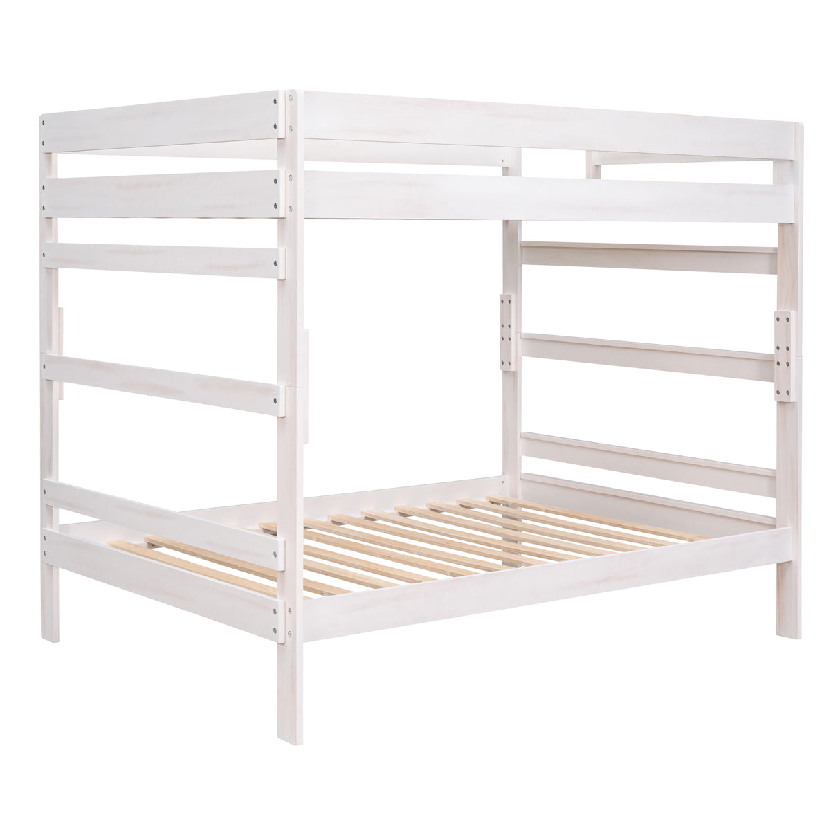 Full over Full Wood Bunk Bed with 2 Drawers, White - Home Elegance USA