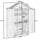 TOPMAX 5.8ft x 3ft Outdoor Wood Lean-to Storage Shed Tool Organizer with Waterproof Asphalt Roof, Lockable Doors, 3-tier Shelves for Backyard, Gray