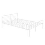 Twin Over Full Metal Bunk Bed with Desk, Ladder and Quality Slats for Bedroom, Metallic  White（OLD SKU :LP000092AAK） - Home Elegance USA