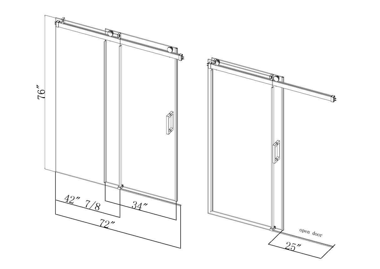 Elan 68 to 72 in. W x 76 in. H Sliding Frameless Soft-Close Shower Door with Premium 3/8 Inch (10mm) Thick Tampered Glass in Brushed Nickel 22D01-72BN