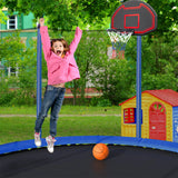 15FT Trampoline with Basketball Hoop Inflator and Ladder(Inner Safety Enclosure) Blue - W550S00009 - image - 22