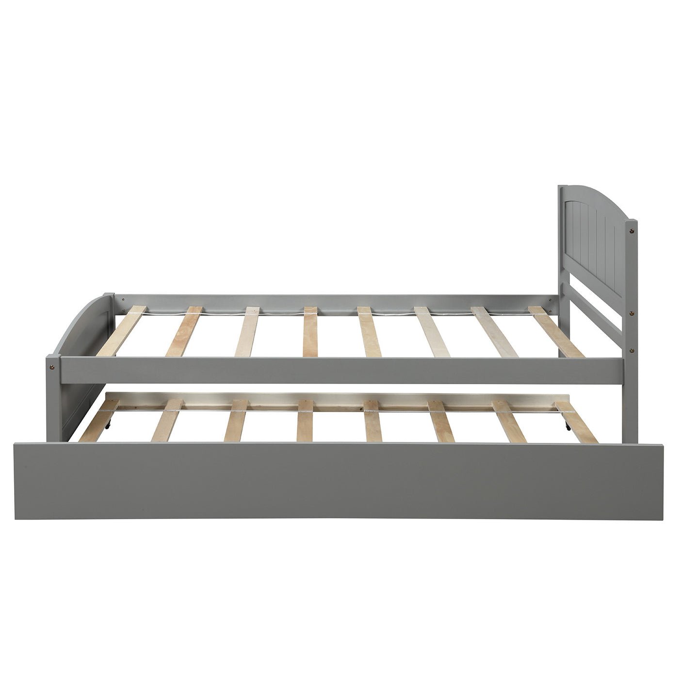Twin size Platform Bed with Trundle, Gray - Home Elegance USA