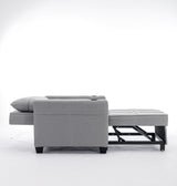 Folding Ottoman Sleeper Sofa Bed, 3 in 1 Function, Work as Ottoman, Chair ,Sofa Bed and Chaise Lounge for Small Space Living, LIGHT GREY Home Elegance USA