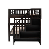 Stairway Full-Over-Full Bunk Bed with Storage and Guard Rail for Bedroom, Dorm, Espresso (OLD SKU:LP000110AAP) - Home Elegance USA