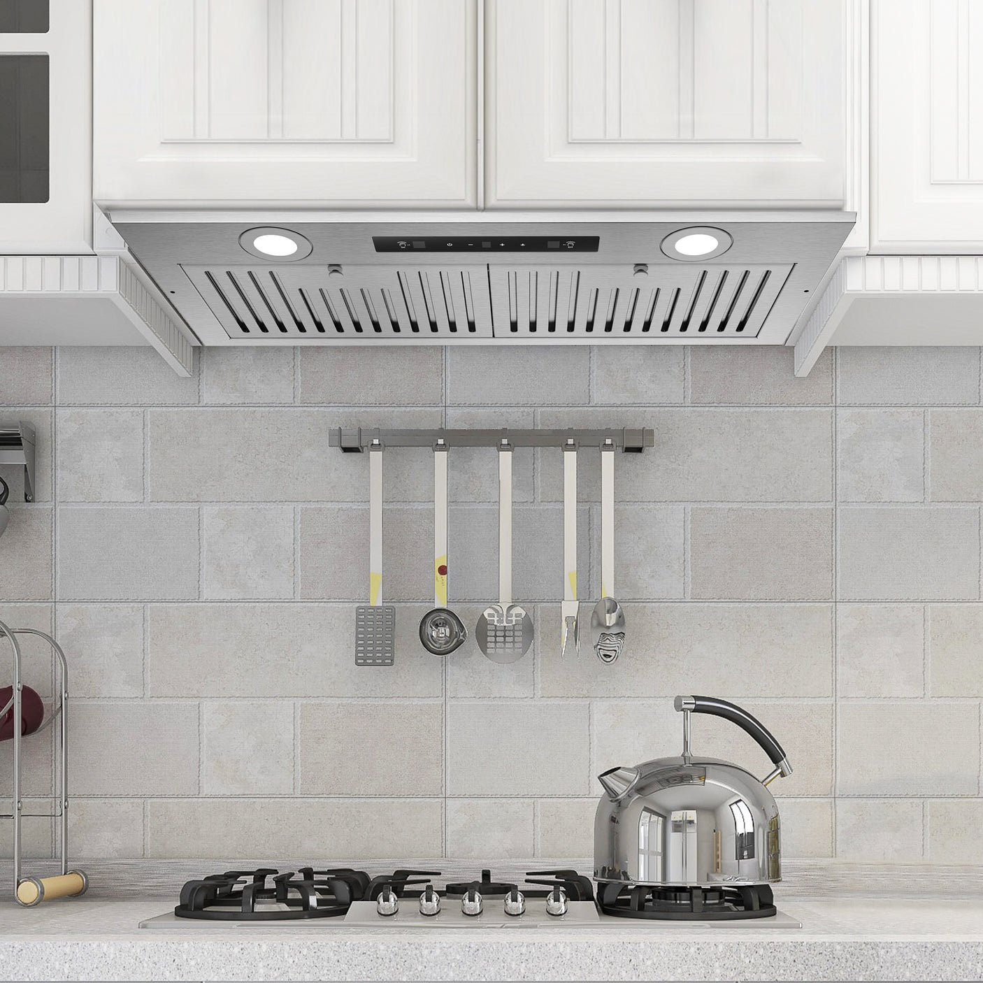 27.5 inch Insert Stainless Steel Range Hood with One Motor, LED Screen Finger Touch Control