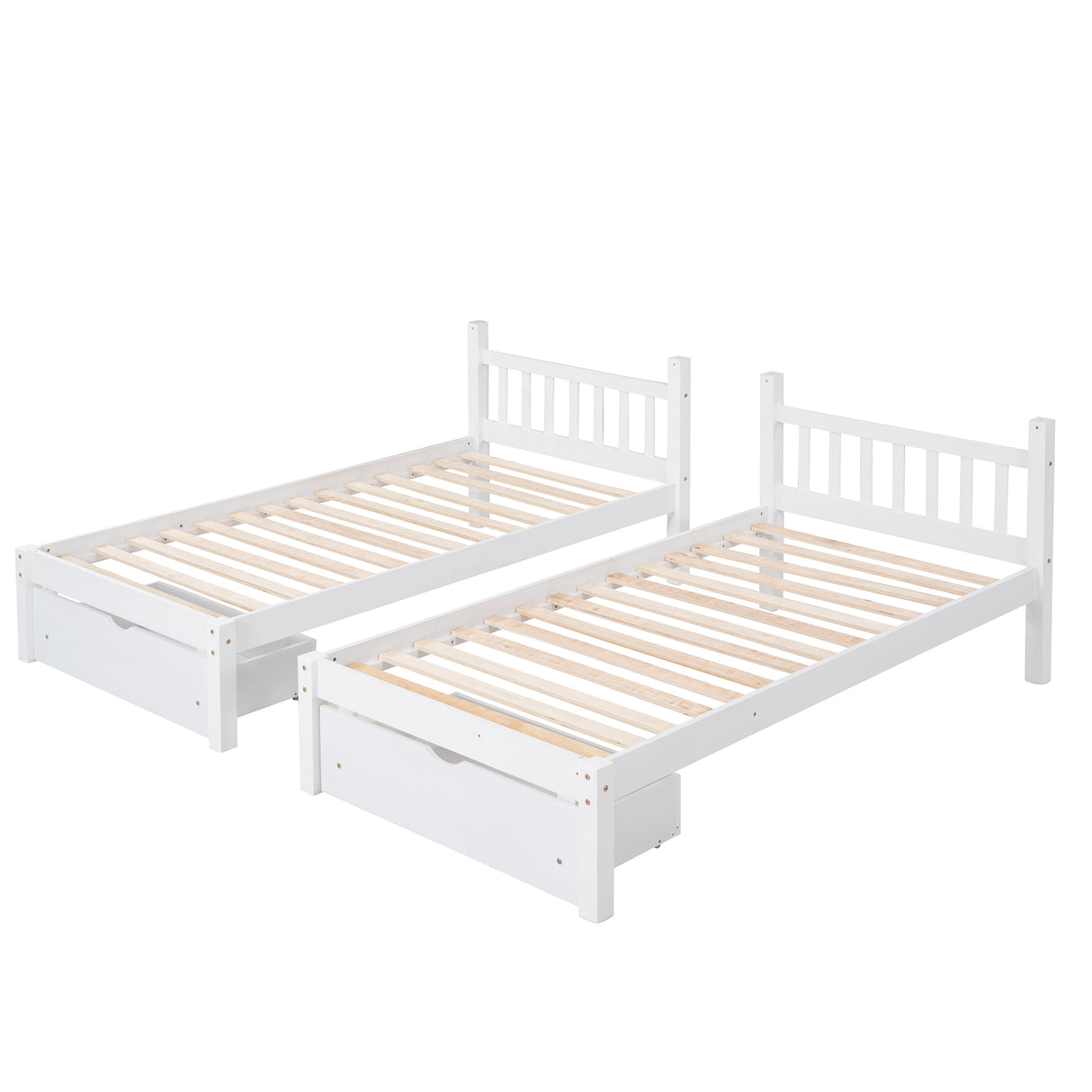 Full Over Twin & Twin Bunk Bed, Wood Triple Bunk Bed with Drawers and Guardrails, White (OLD SKU: LP000143AAK) - Home Elegance USA