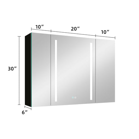 40x30 Inch LED Bathroom Medicine Cabinet Surface Mount Double Door Lighted Medicine Cabinet, Medicine Cabinets for Bathroom with Mirror Defogging, Dimmer Black - W995S00037 - image - 11