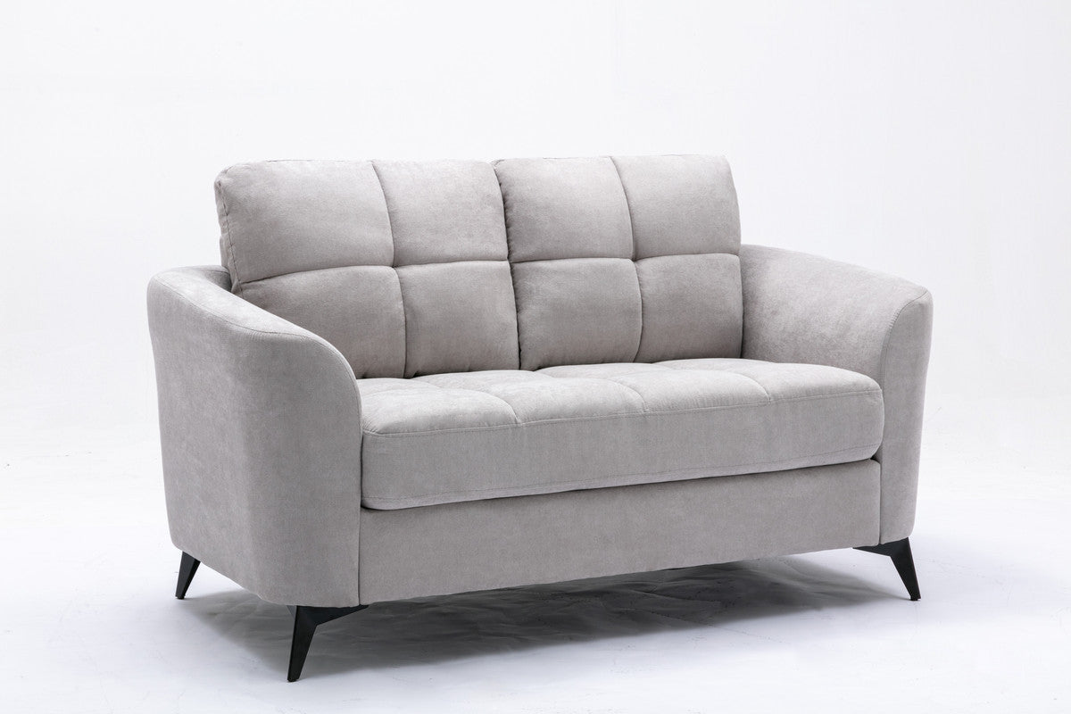 Callie Light Gray Velvet Fabric Sofa Loveseat Living Room Set | Home Elegance USA