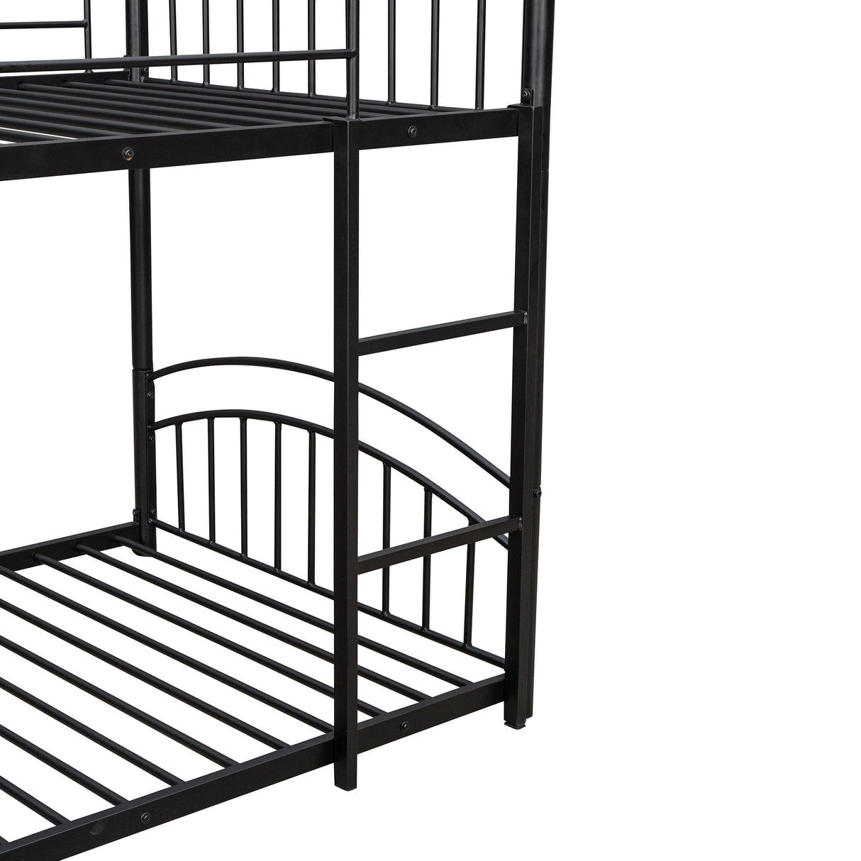 Twin Over Twin Metal Bunk Bed With Slide,Kids House Bed Black+Red - Home Elegance USA