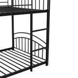 Twin Over Twin Metal Bunk Bed With Slide,Kids House Bed Black+Red - Home Elegance USA