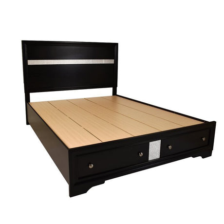 Traditional Matrix King Size Storage Bed in Black made with Wood - Home Elegance USA