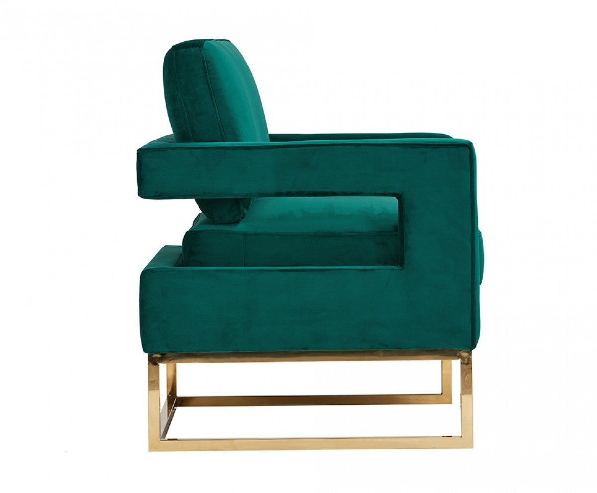 Modrest Edna Modern Teal Velvet & Gold Accent Chair - Home Elegance USA