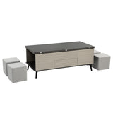 5 Pieces Lift Top Coffee Table Set with Storage Convertible Dining Table with Ottomans - CH307469AAG - image - 16