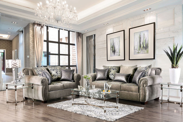 Sinatra - Sofa & Loveseat - Gray / Champagne - Home Elegance USA