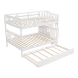 Stairway Full-Over-Full Bunk Bed with Twin size Trundle, Storage and Guard Rail for Bedroom, Dorm - White(OLD SKU :LP001210AAK) - Home Elegance USA