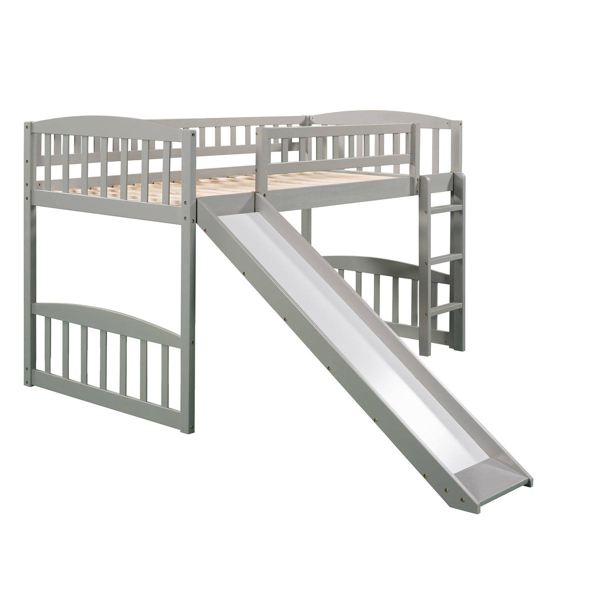 Twin size Loft Bed with Slide and Ladder, Gray(OLD SKU:LP000504AAE) - Home Elegance USA