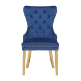 Simba Gold 2 Piece Dinning Chair Finish with Velvet Fabric in Navy - Home Elegance USA