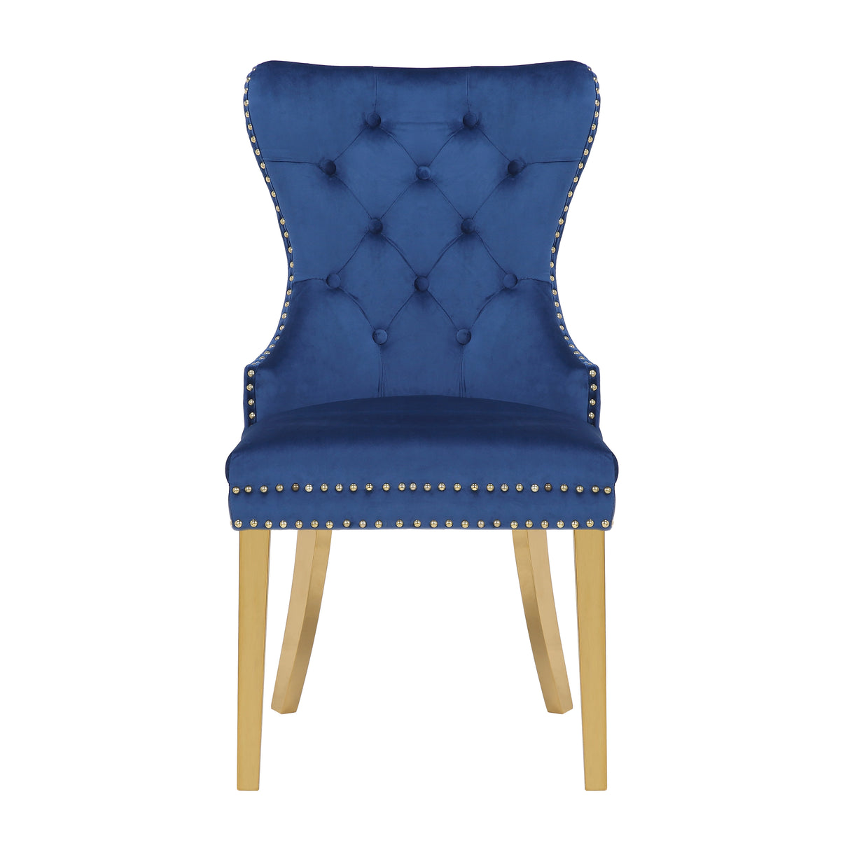 Simba Gold 2 Piece Dinning Chair Finish with Velvet Fabric in Navy - Home Elegance USA