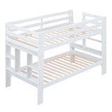 Twin over Twin Bunk Bed with Shelves and Built-in Ladder,  White (Expected Arrival Time:8.10) - Home Elegance USA