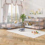 Twin-Twin-Twin Triple Bed with Built-in Ladder, Divided into Three Separate Beds,Gray(OLD SKU:LP000097AAE) - Home Elegance USA