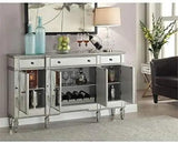 4-Door Wine Cabinet Clear Mirror 102595 By Coaster Furniture - Home Elegance USA