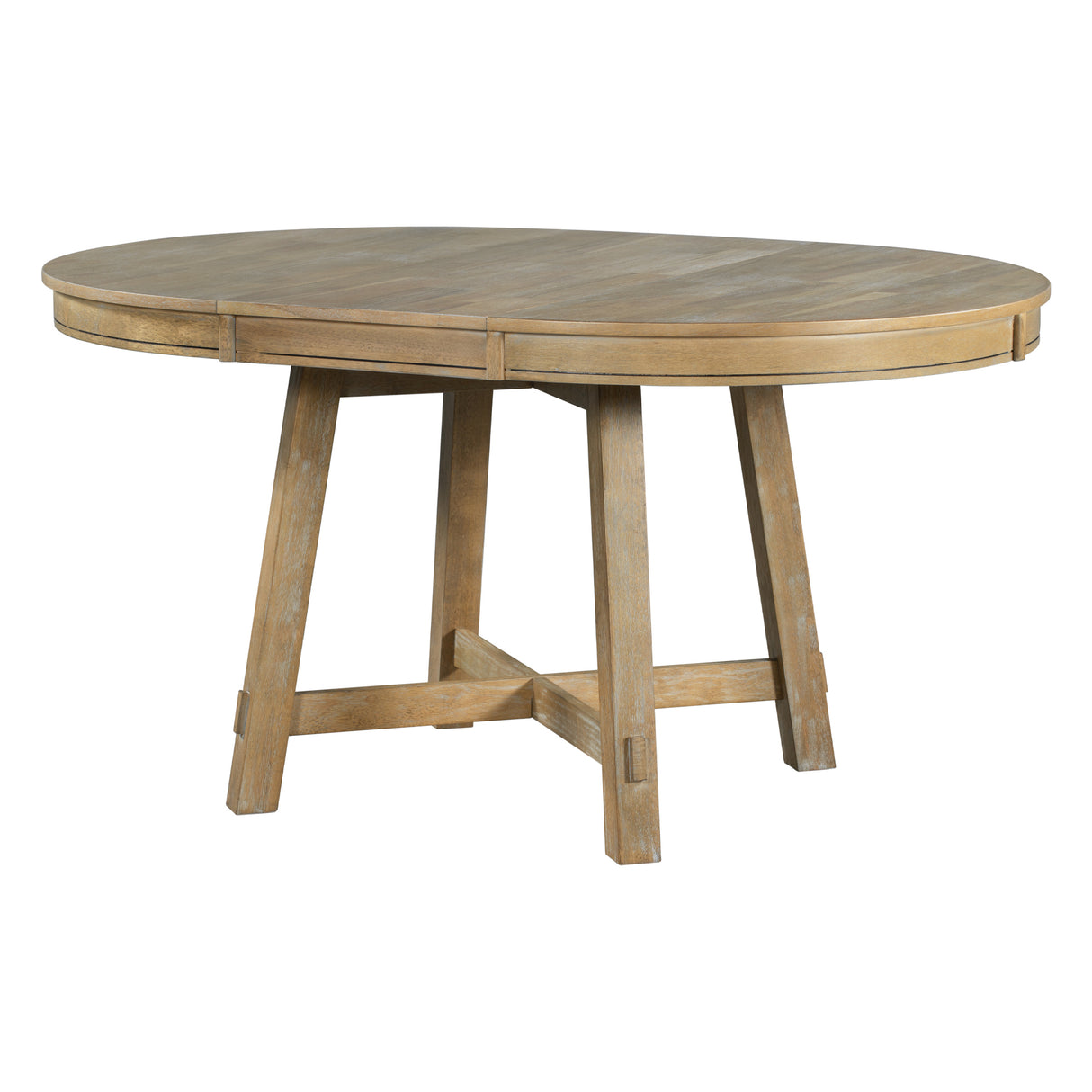 TREXM Farmhouse Round Extendable Dining Table with 16" Leaf Wood Kitchen Table (Natural Wood Wash) - Home Elegance USA