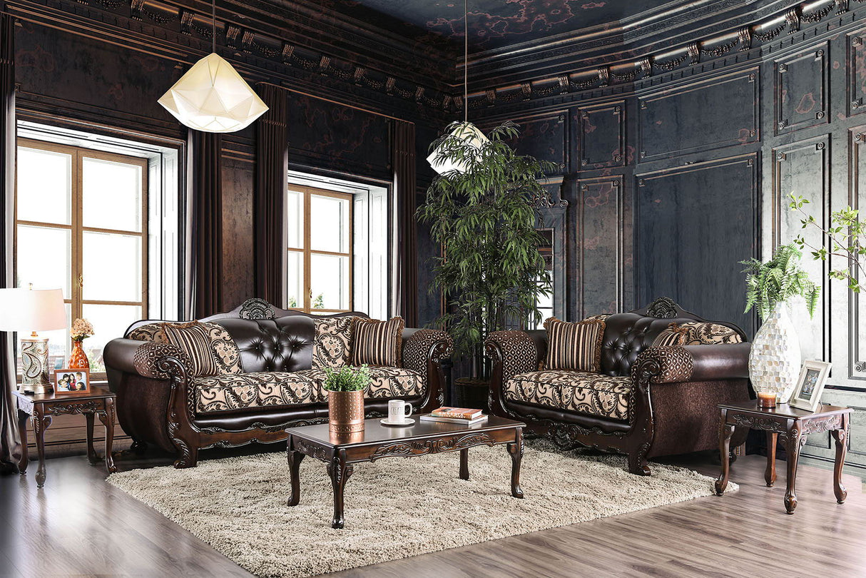 Quirino - Sofa & Loveseat - Light Brown / Dark Brown - Home Elegance USA