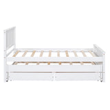 Twin Size Platform Bed with Trundle and Drawers, White - Home Elegance USA