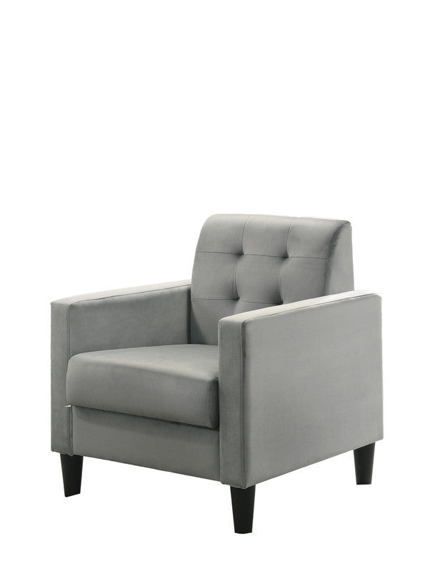 Hale Light Gray Velvet Armchairs and End Table Living Room Set - Home Elegance USA