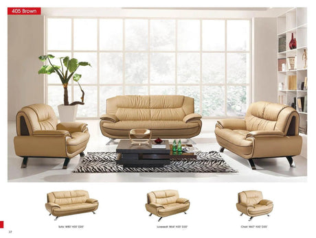 405 Contemporary Sofa And Loveseat In Beige/Brown Color | ESF