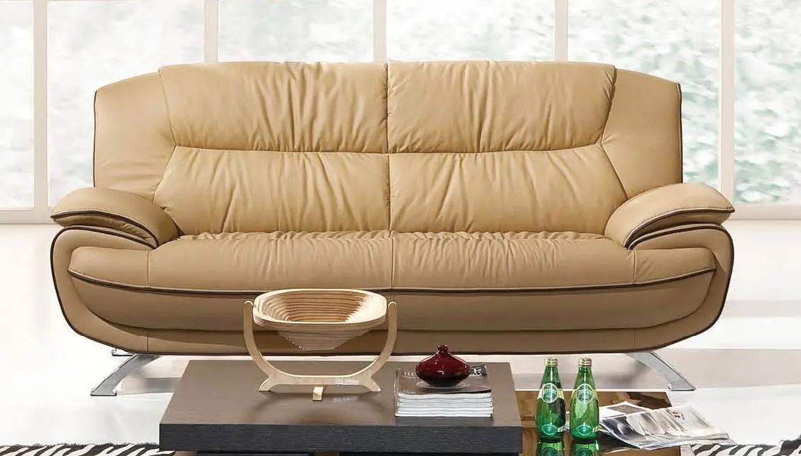 405 Contemporary Sofa And Loveseat In Beige/Brown Color | ESF | Home Elegance USA