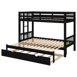 Twin over Pull-out Bunk Bed with Trundle, Espresso - Home Elegance USA