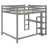 Full Size Loft Bed with Built-in Desk and Shelves,Gray - Home Elegance USA