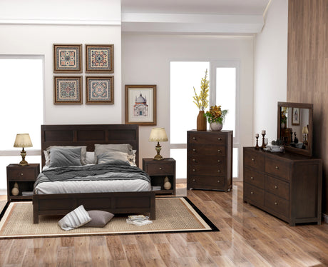 Classic Rich Brown 6 Pieces Queen Bedroom Set ( Queen Bed + Nightstand*2+ Dresser + Chest + Mirror) - Home Elegance USA