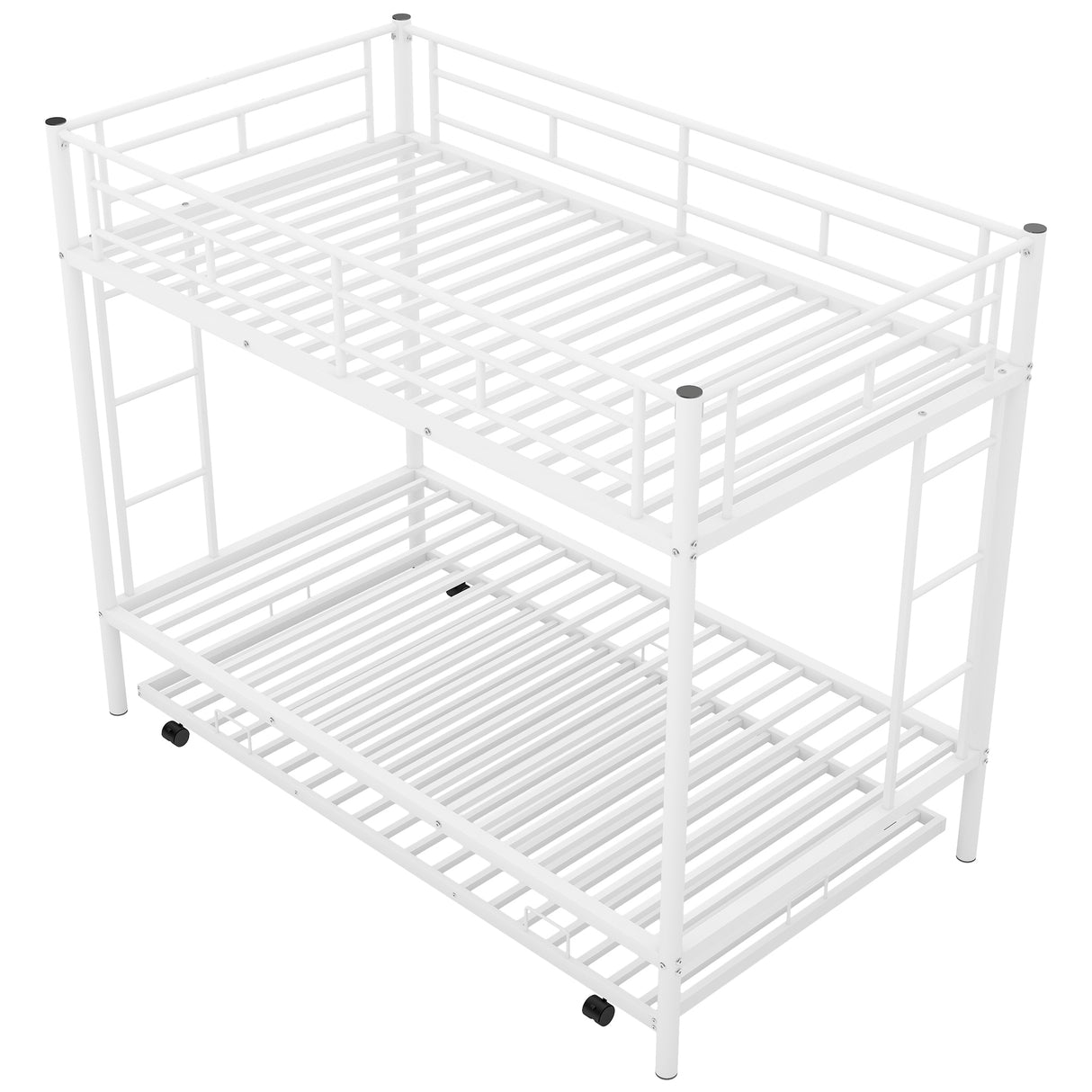 Twin over Twin Bunk Bed with Trundle, White - Home Elegance USA