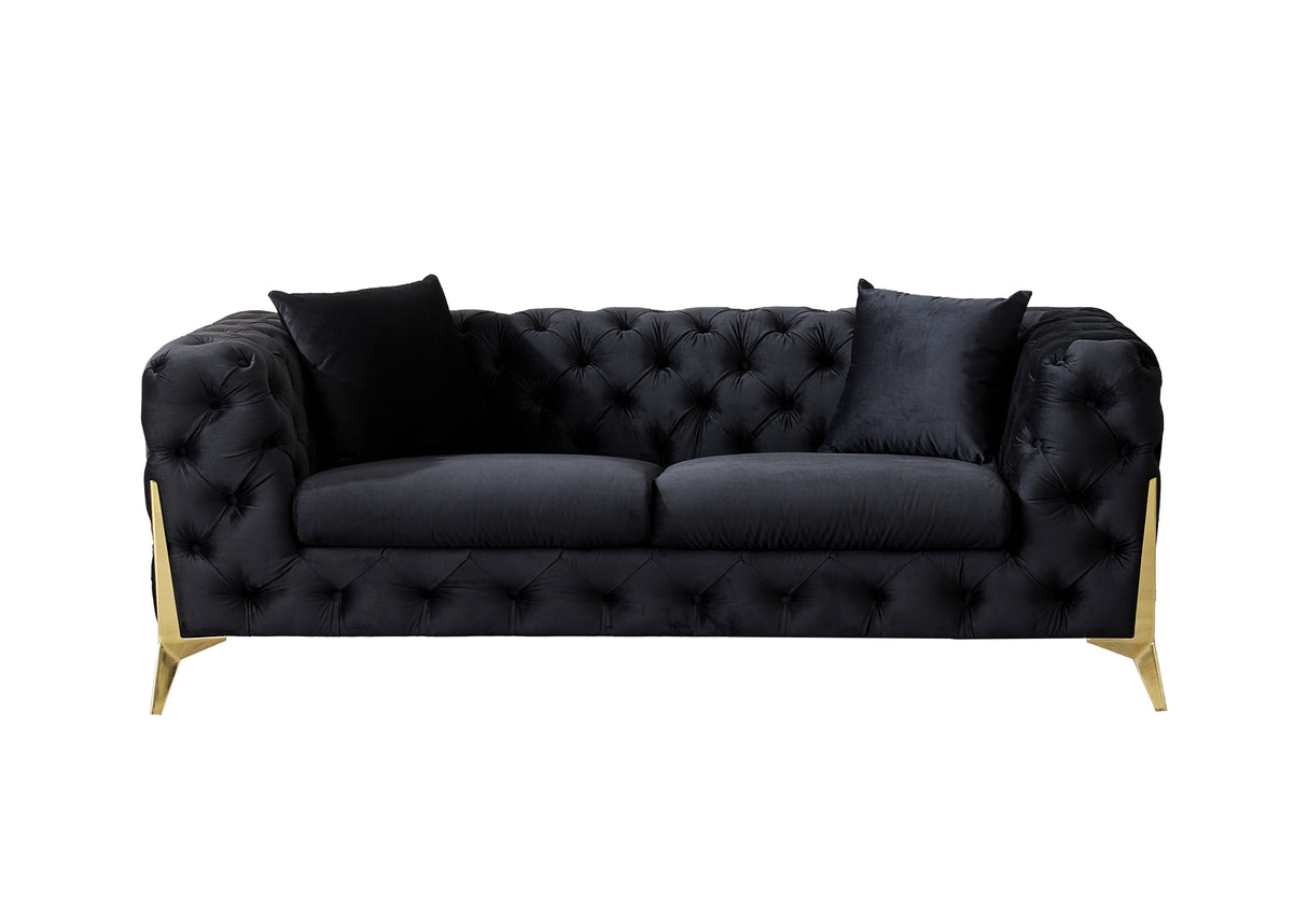 Black Elegant Velvet Living Room Armchair, Upholstered Armchair - Home Elegance USA