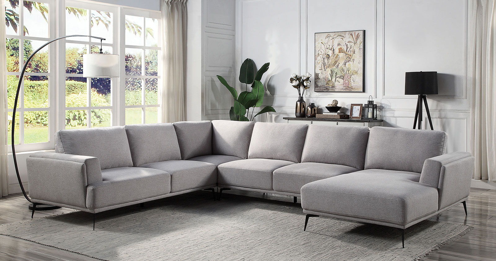 Laufen - J-shaped Sectional - Gray – Home Elegance USA