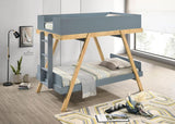 Twin / Twin Bunk Bed - Van Courtland Blue And Natural - Home Elegance USA