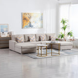 Nolan Beige Linen Fabric 4Pc Double Chaise Sectional Sofa with Pillows and Interchangeable Legs - Home Elegance USA