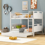 Full-Over-Full Bunk Bed with Twin size Trundle , Separable Bunk Bed for Bedroom - White - Home Elegance USA