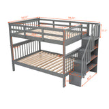 Stairway Full-Over-Full Bunk Bed with Storage and Guard Rail for Bedroom, Dorm, Gray(OLD SKU:LP000110AAE) - Home Elegance USA