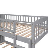 Stairway Twin over Twin Bunk Bed with Two Drawers and Slide, Gray(OLD SKU :LT000155AAE) - Home Elegance USA