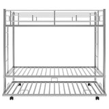 Twin over Twin Bunk Bed with Trundle, Silver - Home Elegance USA