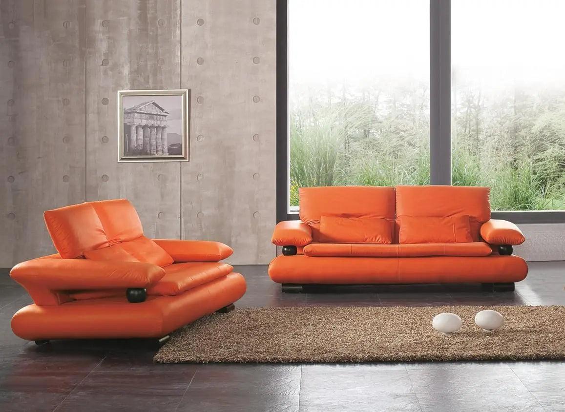 410 Contemporary Sofa And Loveseat In Orange Color | ESF | Home Elegance USA