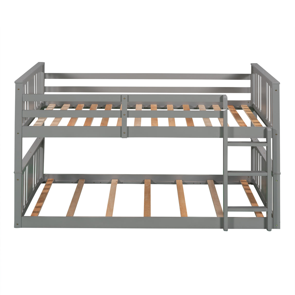 Twin Over Twin Bunk Bed with Ladder, Gray (Old SKU:LP000107AAE) - Home Elegance USA