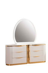 Laura Gold Detailed Dresser made with Wood in White - Home Elegance USA