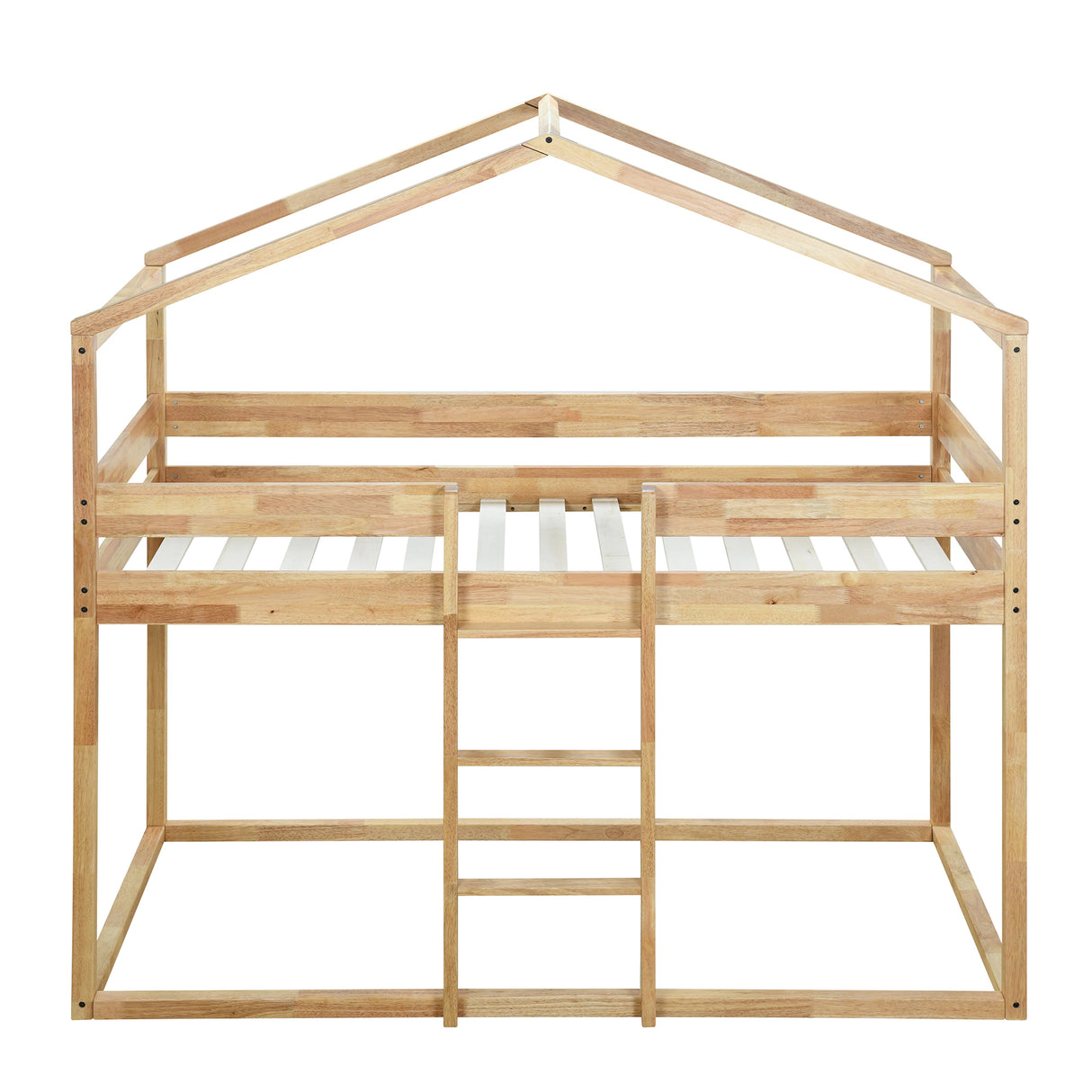 Twin Over Twin Bunk Bed Wood Bed with Tent, Natural - Home Elegance USA