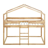 Twin Over Twin Bunk Bed Wood Bed with Tent, Natural - Home Elegance USA